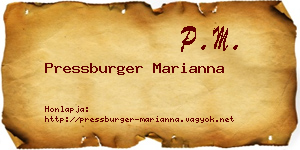 Pressburger Marianna névjegykártya